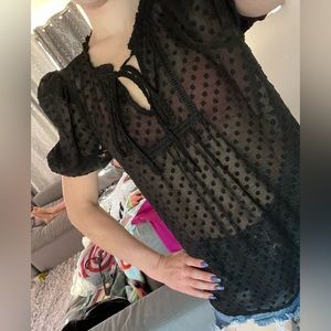 Black sheer dotted top